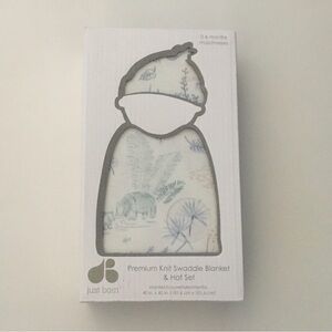 NEW Just Born Baby Blanket and Hat Blue and White | Just Born